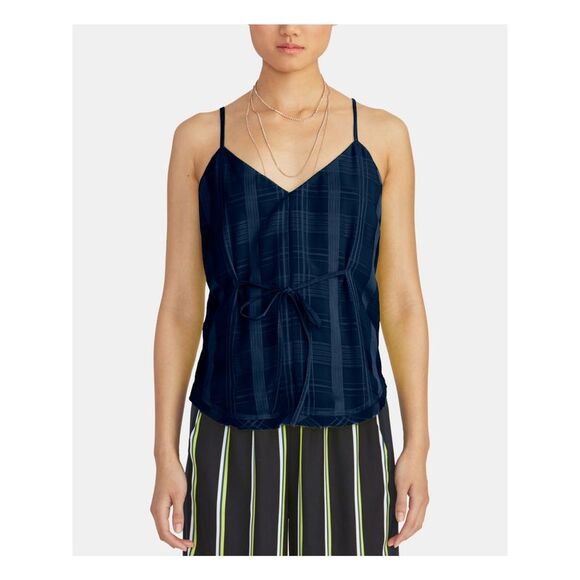 RACHEL ROY Tops - RACHEL ROY Womens Navy Plaid Spaghetti Strap V Neck Top Size: XS
